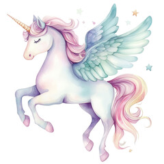 Magical Unicorn with Wings and Stars