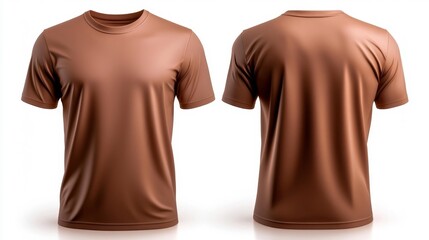 Heavyweight Tee 3D render chocolate brown mockup isolated on white background. Generative AI