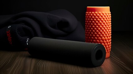 A photo of a foam roller and a pair