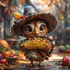 Turkey Thanksgiving Taco Illustration