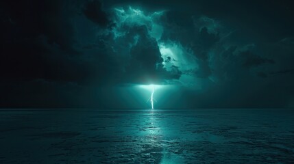 Obraz premium Thunderstorm creates an abstract scene of power. Lightning strikes, illuminating the dark clouds.