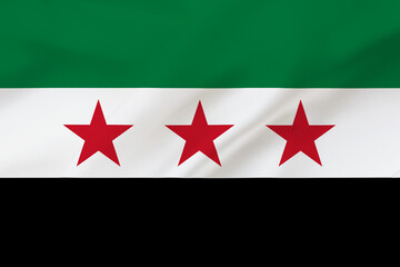 Syrian National Coalition Flag. New Syrian Interim Government Flag is waving. Flag of Syria.