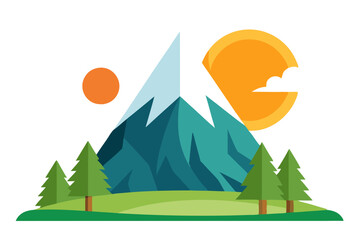 Mountain With Trees Vector