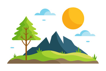Mountain With Trees Vector