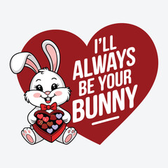 I'll always be your bunny Animal Valentines Day Typographic t shirt Design