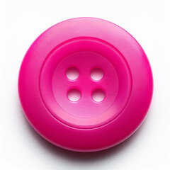 Round sewing pink button isolated on white backdrop.