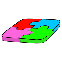 jigsaw puzzle illustration hand drawn isolated vector