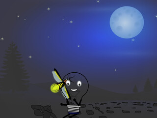 illustration of the moon and stars