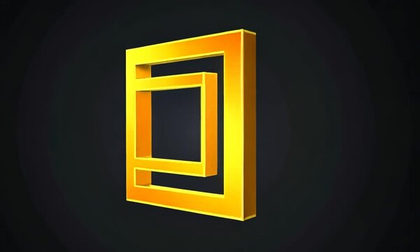 Clean yellow square design rotating in motion