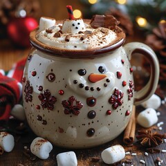 Happy Snowman with Hot Cocoa