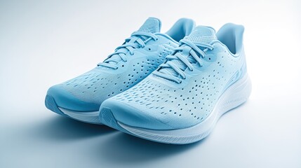 Light Blue Running Shoes on a White Background