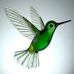 Obraz premium Delicate glass hummingbird in motion captured with artistic clarity and light, photography of still life concept.