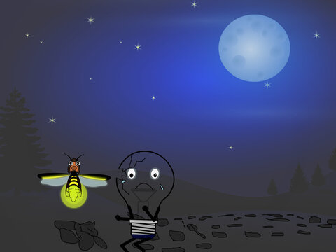 light bulb and moon
