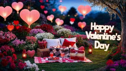 valentine's day romantic picnic in nature