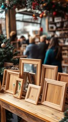 Fototapeta premium Festive wooden frames display.