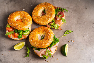 Variety of Bagel sandwiches