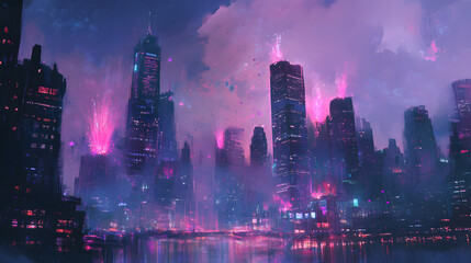 Fototapeta premium purple city