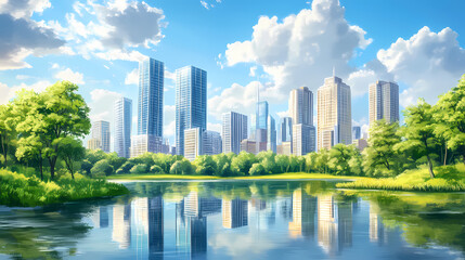 vibrant urban skyscrapers