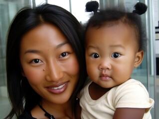 mom with a small child, close-up