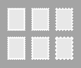 Postage stamps set. Postage stamps set. Rectangular frames with different perforated edges.