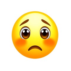 Fototapeta premium Emoji of a yellow face with pleading eyes on a white background, generative ai