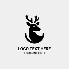 Deer icon in modern minimalist silhouette style