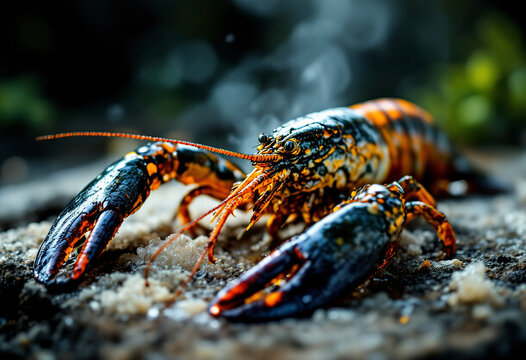 Raw langust or Tiny Lobster ready for cooking