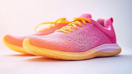 Pink and Yellow Running Shoes