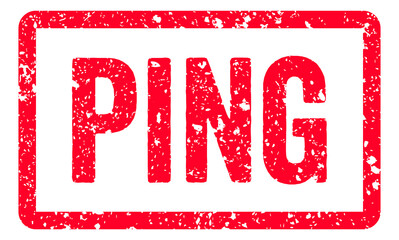 Ping Stamp Transparent Seal, Red Grunge Ping Word Rubber Stamp Seal