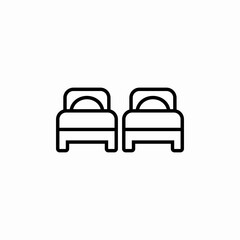 two beds room icon sign vector