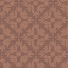 Decorative, floral seamless pattern with damask elements in soft brown (mocha mousse) color,  large scale