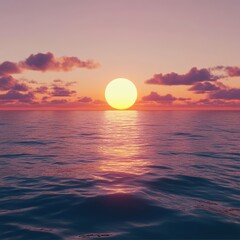 Serene sunset over calm ocean.