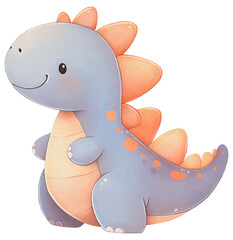 Cute blue cartoon dinosaur.