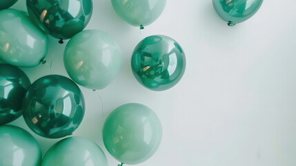green balloons on white background