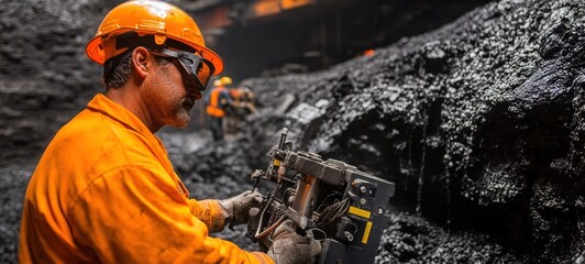 Coal Mine Worker Operating Machinery