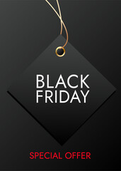 black paper effect, black friday flyer, template, copy space, poster, cover,  vector