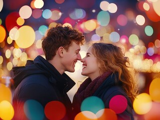 Romantic Couple Cherishing Special Moment on Valentine's Day