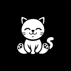 Obraz premium cute cat simple black white illustration
