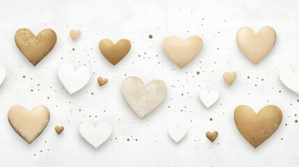 Obraz premium Watercolor pattern wallpaper: hearts in light champagne color background. Perfect for expressing love, warmth, and creativity in craft projects