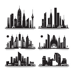 Cityscape set silhouette vector illustration
