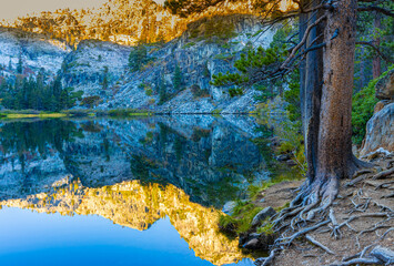 Fall Color and Mountain Reflection on Eagle Lake, Desolation Wilderness National Forest, California, USA