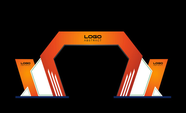 Event arch, entrance gate and entry welcome archway mockup, vector 3D template. Event arch for exhibition or expo, entertainment event entrance or sport marathon start and finish gate design