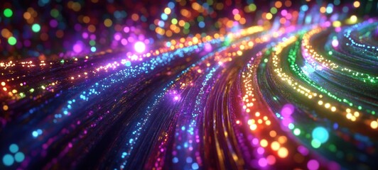 Vibrant Rainbow Fiber Optics: A Symphony of Light and Color