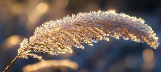 Frozen Beauty: A Delicate Ice-Covered Blade of Grass