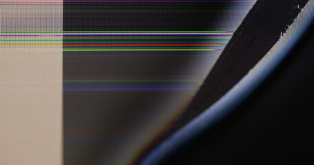 Screen failure. Broken plasma. Wavy crack shimmering television display glitch surface. Digital...