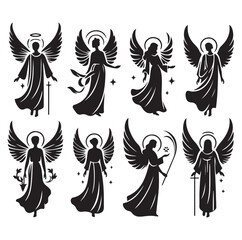 Angel set silhouette vector illustration