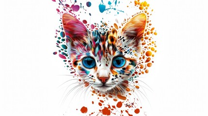 Vibrant colour cat head.