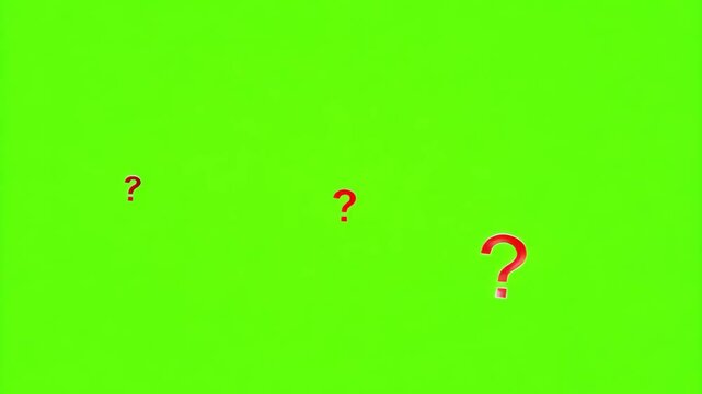 Dynamic red question marks on vibrant green background