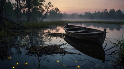 Fototapeta premium Eerie yet beautiful scene blending decay, mystery, and ethereal charm. 