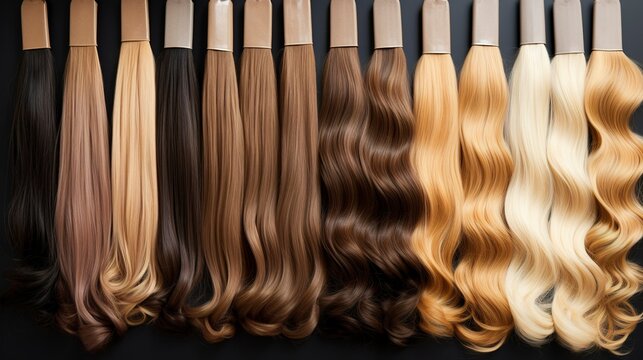 A photo of a stylish hair extension salon with hair